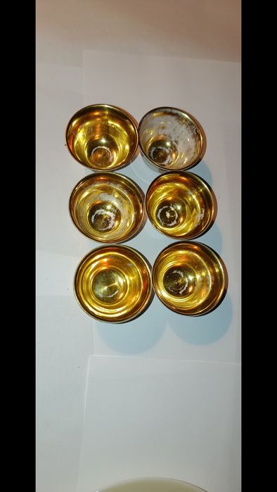 Conjunto de 6 chávenas antigas douradas – faiança portuguesa