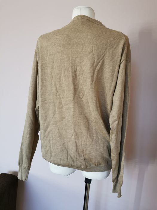 Sweter beżowy kremowy 100% wełna wełniany vintage retro boho 46 3XL