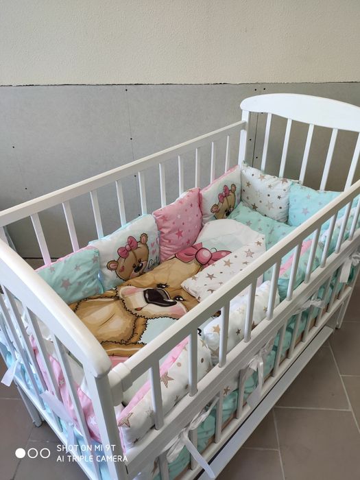 Детская кроватка кровать Наталка белая маятник в наличии