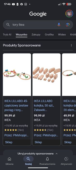 Tory ikea pociag klocki