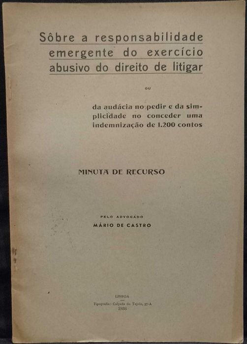 Direito de litigar - 1936 Mário de Castro, VER DESCRIÇÃO