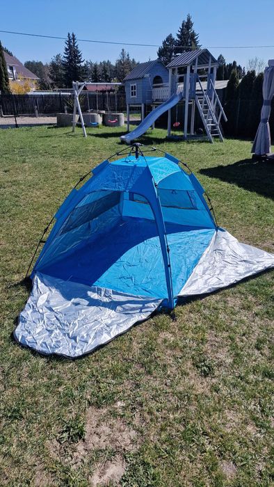 Namiot plażowy automatyczny dla 3 osób lekki, składany, niebieski