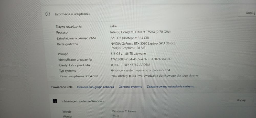 Laptop asus rog strix  rtx 5080