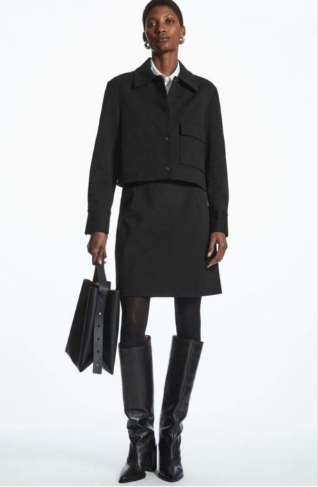 Cos щільна твідова міні спідниця на основі бавовни