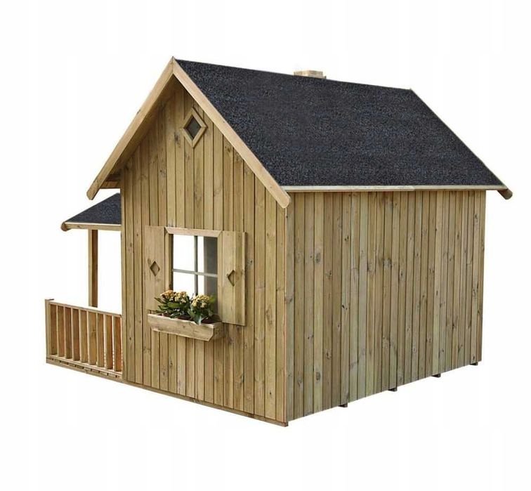 Nowy Drewniany domek ogrodowy dla dzieci IMPREGNOWANY 232x258x230 cm