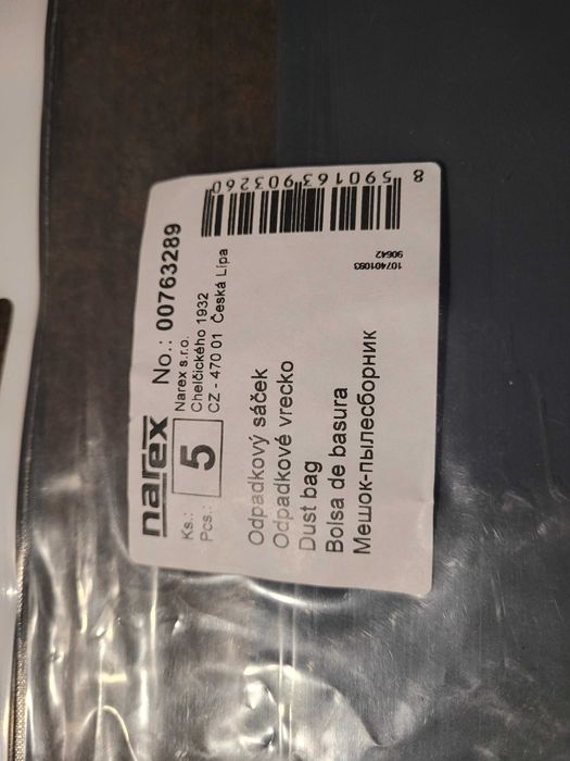 Worki - odkurzacz przemysłowy Narex: VYS 30-21, VYS 30-71 AC, 5 szt