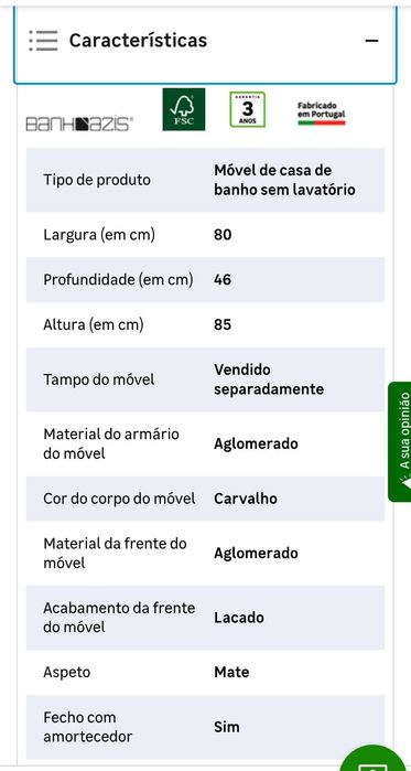 Movel de casa de banho carvalho Novo