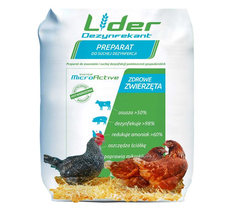 Lider Dezynfekant 20kg- osusza legowiska, neutralizuje zapachy