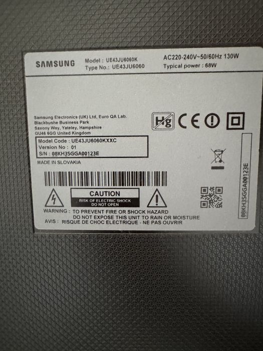 Smart TV Samsung 4K Ultra HD 43”-109 cm