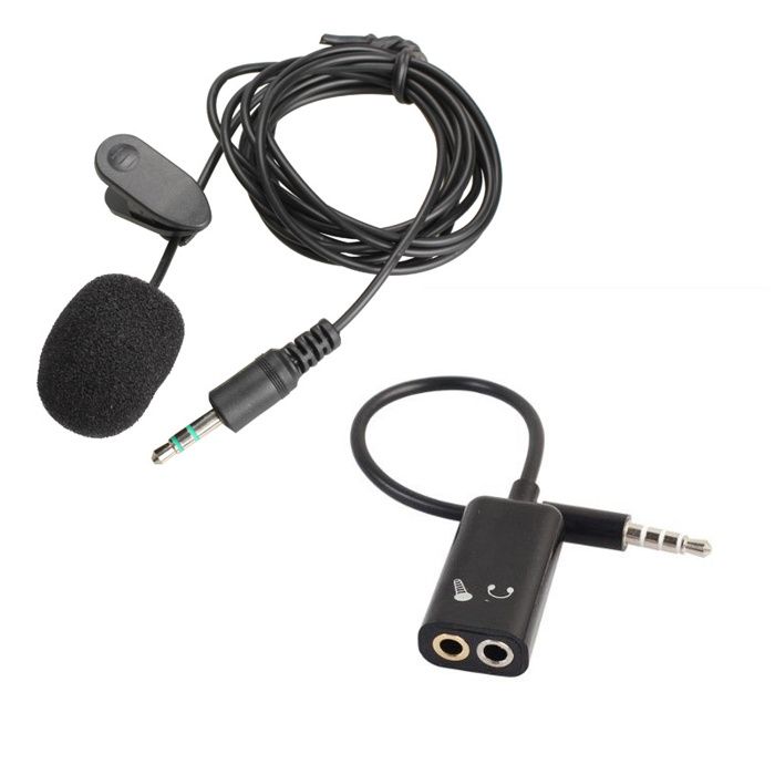 Петличный микрофон с переходником для телефонов