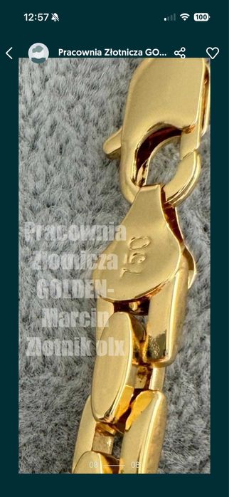 Pozłacany Łańcuszek męski Cartier Ankier NOWY