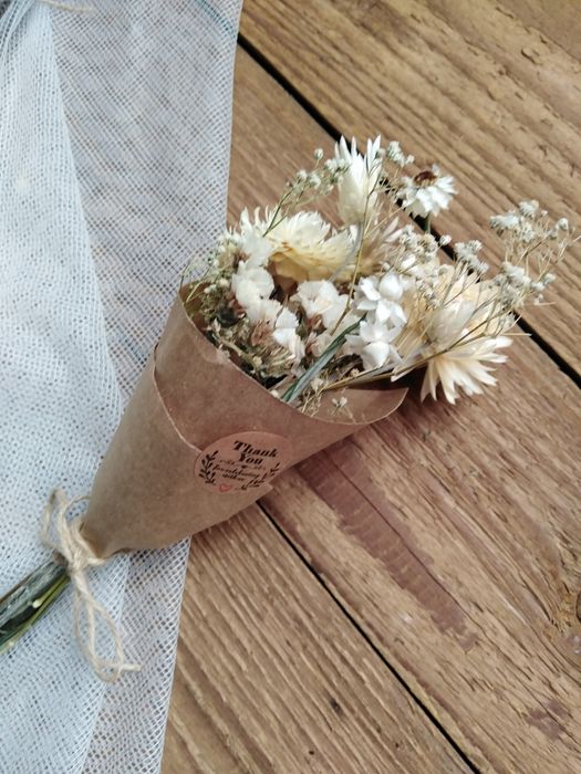 Podziękowanie, upominek, bukiecik mini z suszonych kwiatów, boho.,rust