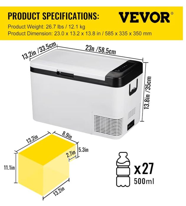 Geladeira portátil 25L (marca: VEVOR)