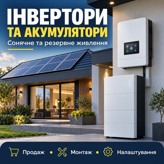 Інвертори, акумулятори. Продаж, монтаж та налаштування