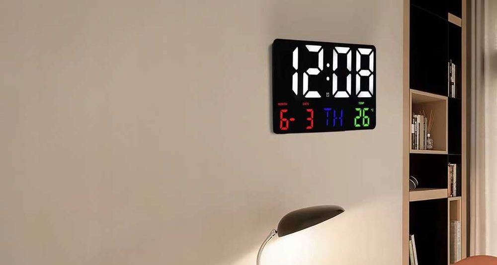 Zegar Cyfrowy Ścienny Biurkowy LCD Data Temperatura Alarm Budzik 24H