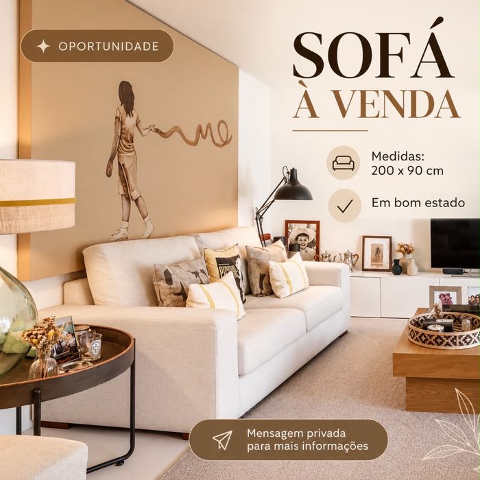 Sofá bege para sala de estar