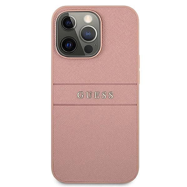 Etui Guess Saffiano Stripe na iPhone 13 Pro Max - różowe