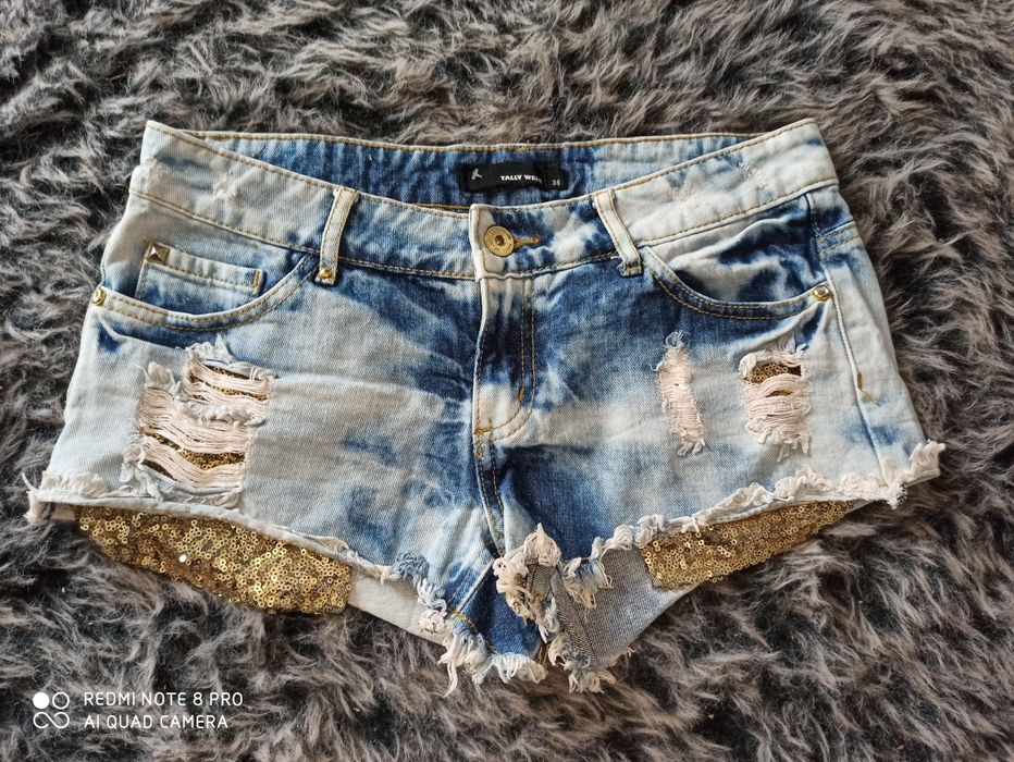 Spodenki jeans ozdobne kieszenie S