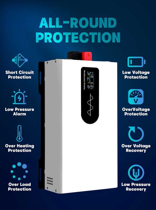 Інвертор HOULI 6000w 12v чистий синус, великий якісний і потужний