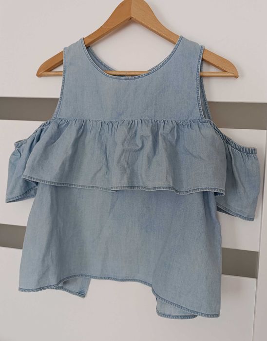 Sinsay denim crop top odkryte ramiona S