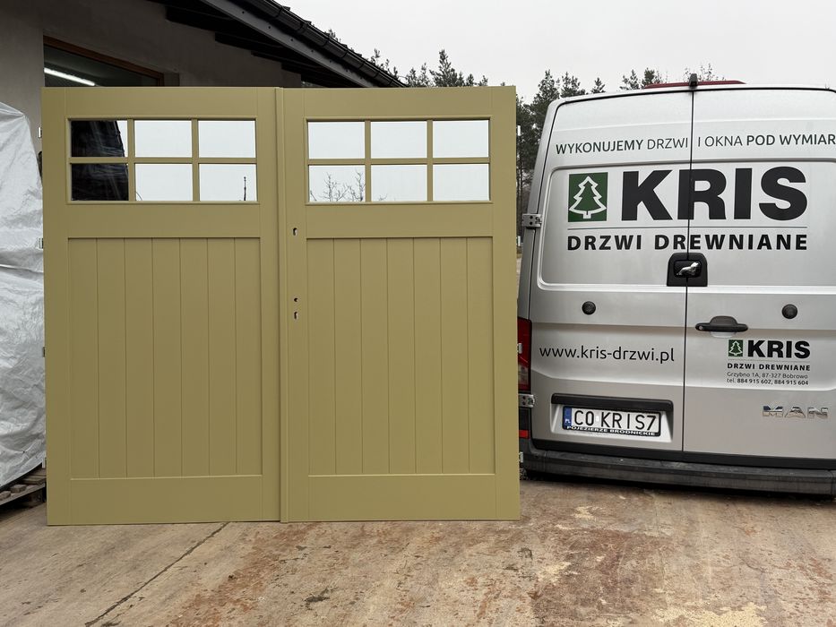 Drzwi zewnętrzne drewniane dwuskrzydłowe Na Wymiar brama garażowa