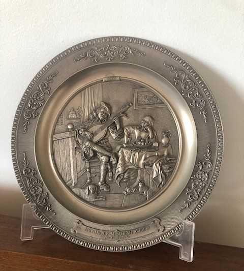 Prato de coleção vintage em estanho, homenagem a Handrick M. Sorgh