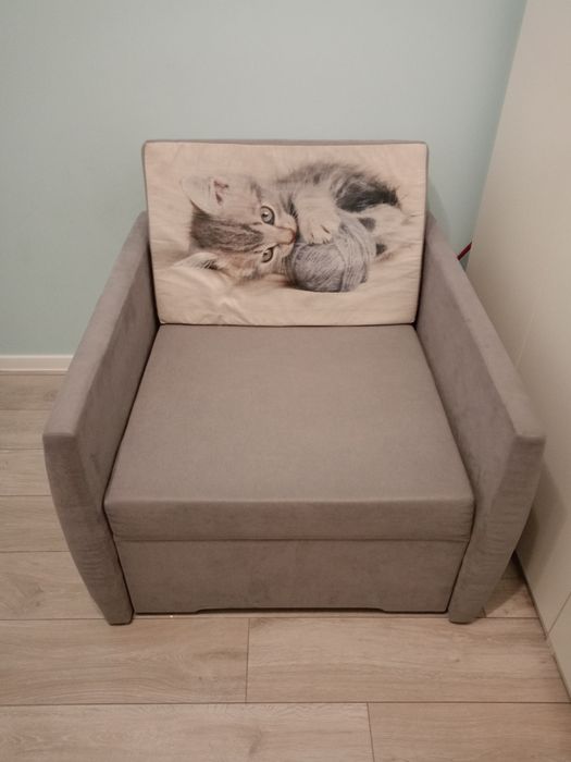 fotel/sofa dziecięca szara kotek 3 komplety pościeli,kołdra Sensidream
