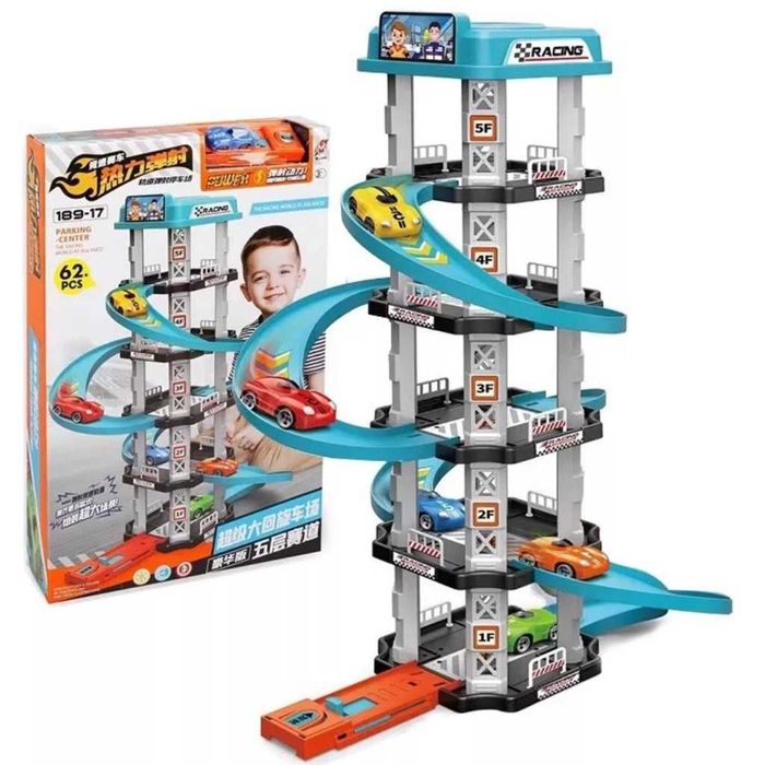 Детский игровой трек-паркинг с машинками 5-уровневый гараж