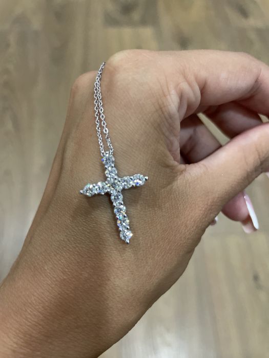 Крестик с муассанитами 1.10ct серебро 925