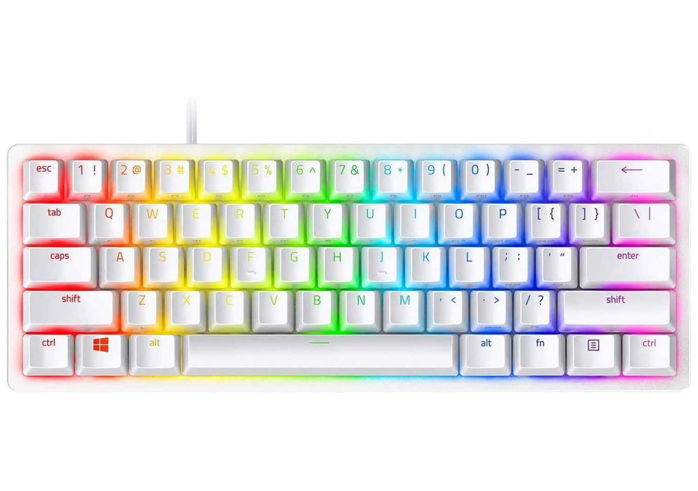 Ігрова клавіатура Razer Huntsman Mini Mercury White (швидкі лінійні-оптичні перемикачі, RGB-підсвічування, ковпачки PBT, вбудована пам'ять)