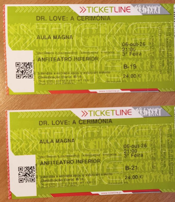Dr. Love na Aula Magna 6 de Outubro - 2 bilhetes