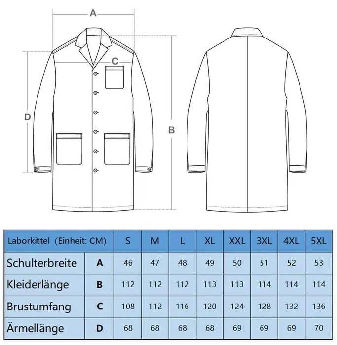 Fartuchy laboratoryjne 100% bawełny