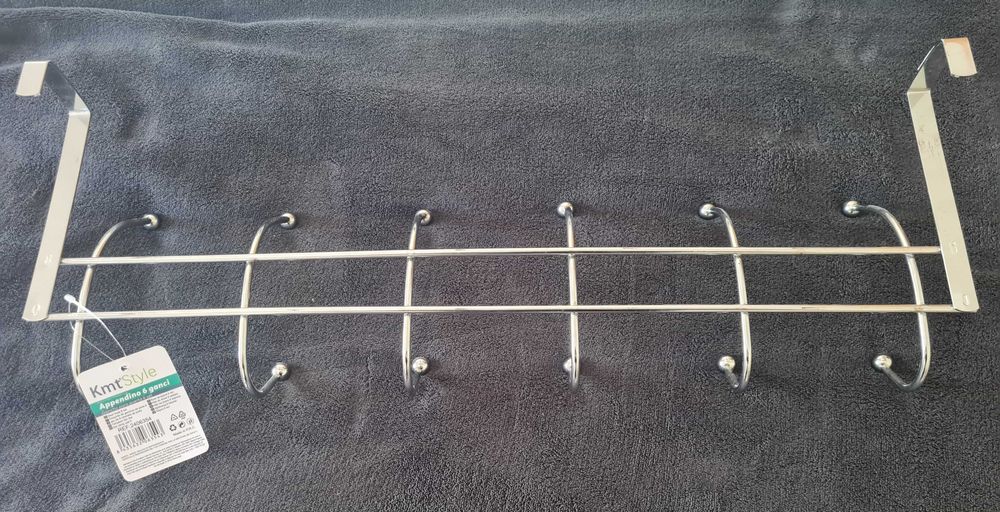 Gancho de porta portátil em ferro com 6 ganchos