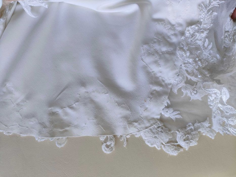 Suknia ślubna ecru syrenka tren XS/S 34/36