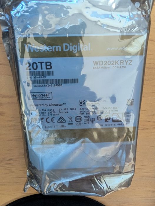 Western Digital 20TB Gold 3.5" SATA 512MB - WD202KRYZ