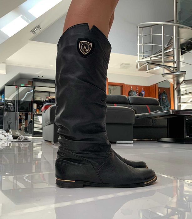 Сапоги весна-осень б/у, кожа.