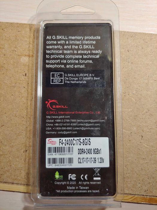 Продам оперативну пам"ять G.Skill DDR4-2400 8Gb (є нюанс)