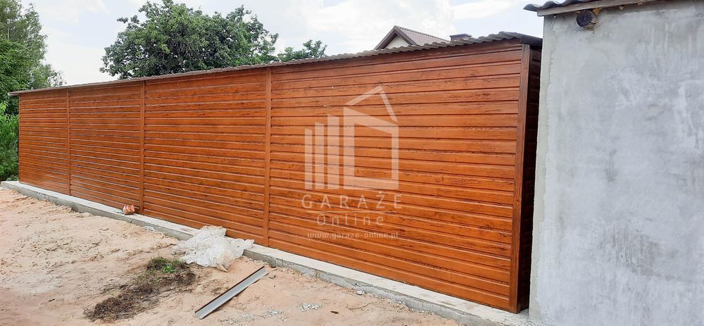 GARAŻ BLASZANY 12x6 poziom spad tył 4x Brama wolnostojący ID172