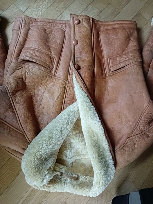 -40 Kurtka skórzana kożuch XXL shearling skóra owcza pilotka sheepskin