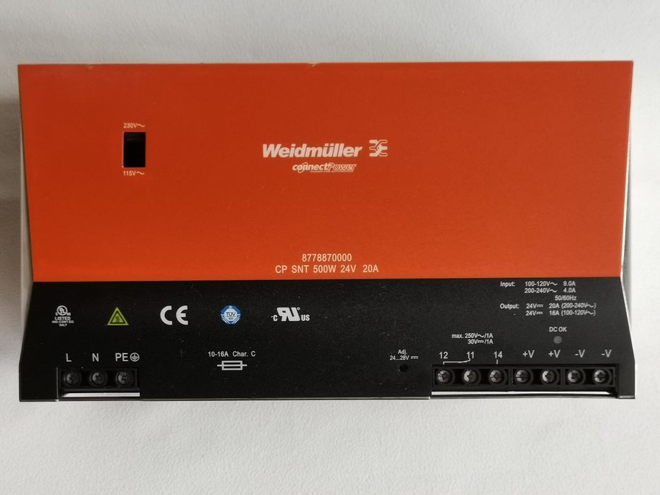 Zasilacz WEIDMULLER CP SNT 500W 24V 20A 8778870000