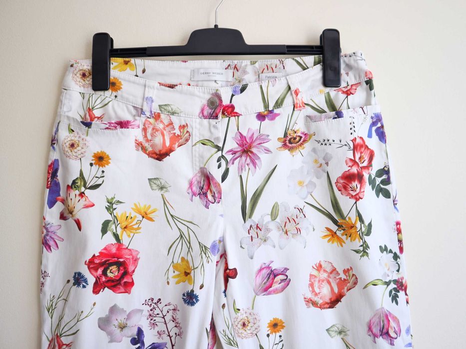 GERRY WEBER | piękne spodnie w kwiaty 7/8 42