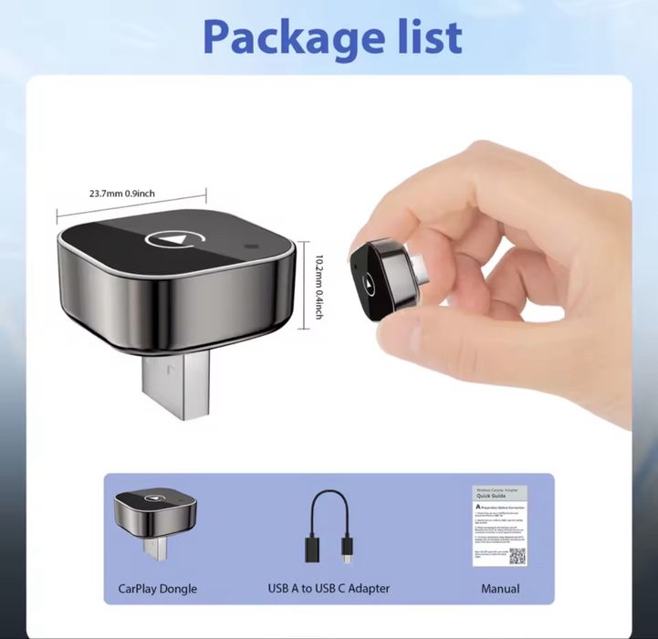 Adaptador sem fios Apple Carplay e Android Auto
