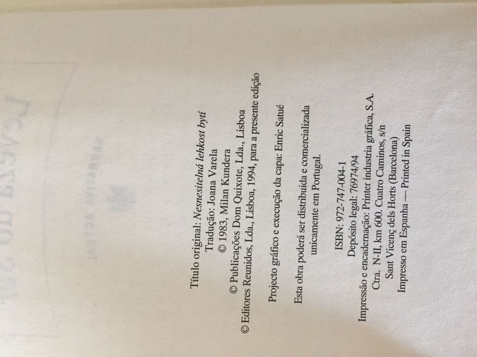 Livro milan kundera insustentável leveza do ser