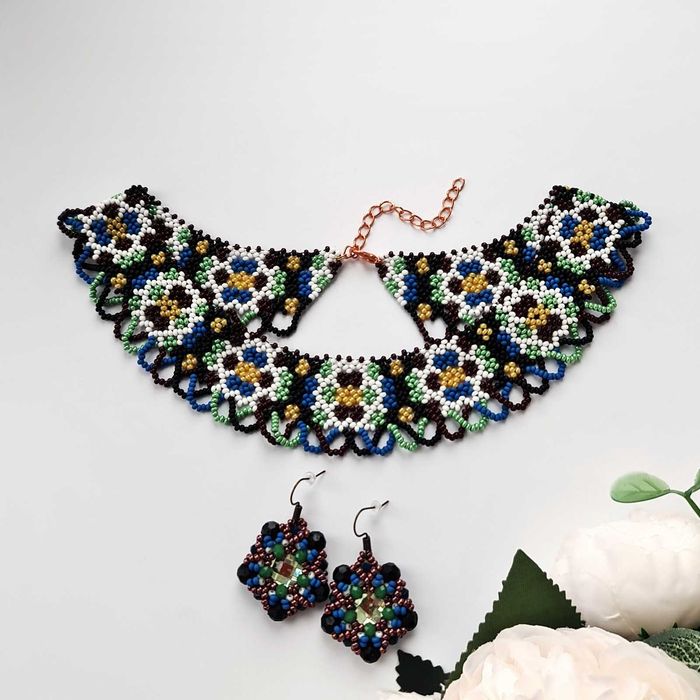 Набір прикрас намисто сережки рожева силянка кольє українське намисто