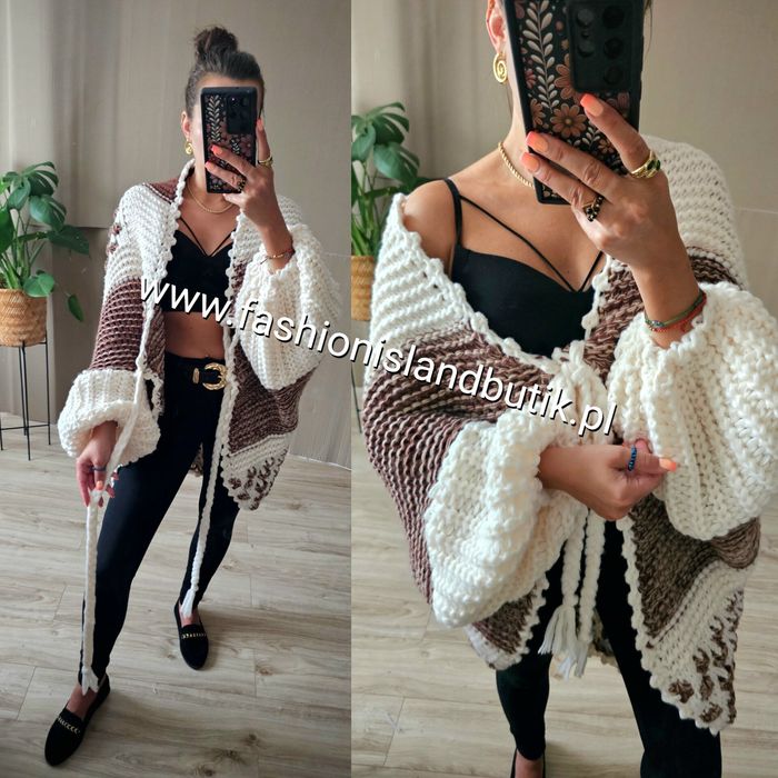 Ręcznie robiony duży sweter