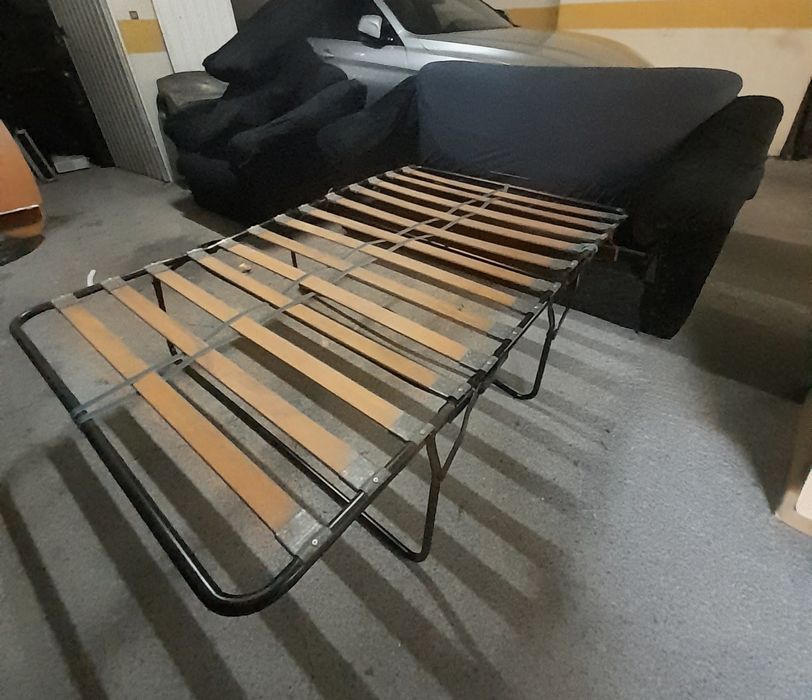 Sofá-Cama 2 Lugares + Poltrona Re-estofado em  Veludo Preto
