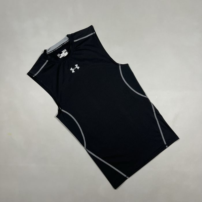 Чоловіча чорна компресійна майка armour men's heatgear armour sleeveless compression shirt розмір м