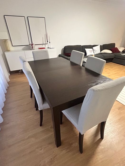 Mesa jantar extensível 6 cadeiras