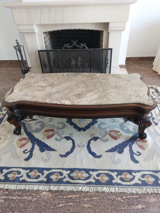 Mesa de centro madeira e mármore