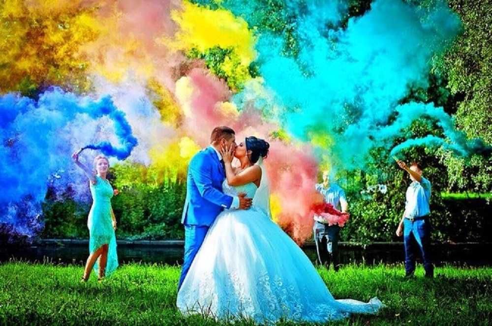 Кольоровий дим, набор 5 цветов, 60 сек, дымовые шашки, Цветной дым